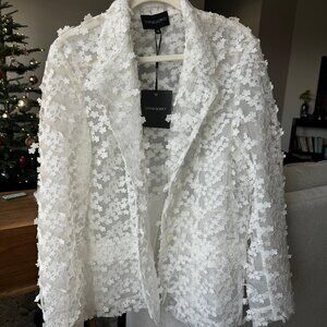 Cynthia Rowley Lace 3D Embroidered Tulle Blazer Size 2
